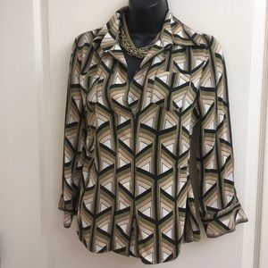 Diane Von Furstenberg Silk 3/4 sleeve top